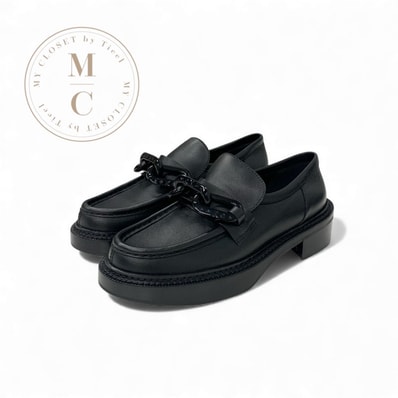 ルイヴィトン LOUIS VUITTON アカデミーライン モノグラム ローファー 革靴 靴 シューズ レザー ブラック 黒 チェーン