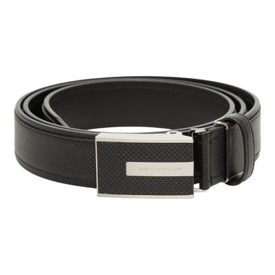 バーバリー ロゴ 型押 オートロック式 ベルト ブラック レザー メンズ BURBERRY 【中古】