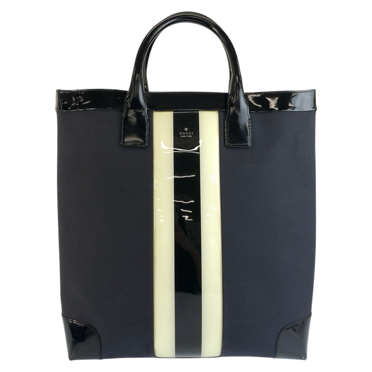 GUCCI グッチ シェリーライン ブラック 黒 キャンバス パテントレザー/ トートバッグ ハンドバッグ 1-0294215 【中古】