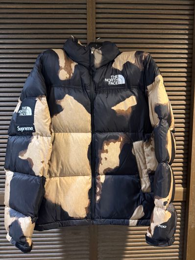 Supreme x The North Face Bleached Denim Print Nuptse Jacket "Black"