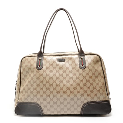 グッチ GUCCI シェリーライン GGクリスタル ゴールド金具 GGキャンバス ボストンバッグ【中古】