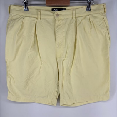 古着 ポロバイラルフローレン Polo by Ralph Lauren パンツ TYLER SHORT ツータック ポロチノ ジップフライ w38 イエロー系 メンズ