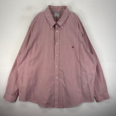 古着 ブルックスブラザーズ Brooks Brothers 長袖シャツ ワンポイント 2XL レッド系 ストライプ メンズ