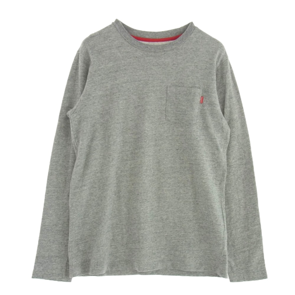 Supreme シュプリーム カットソー L/S Pocket Tee  ピスタグ 長袖 ロングスリーブ ポケット Tシャツ グレー系 S【中古】