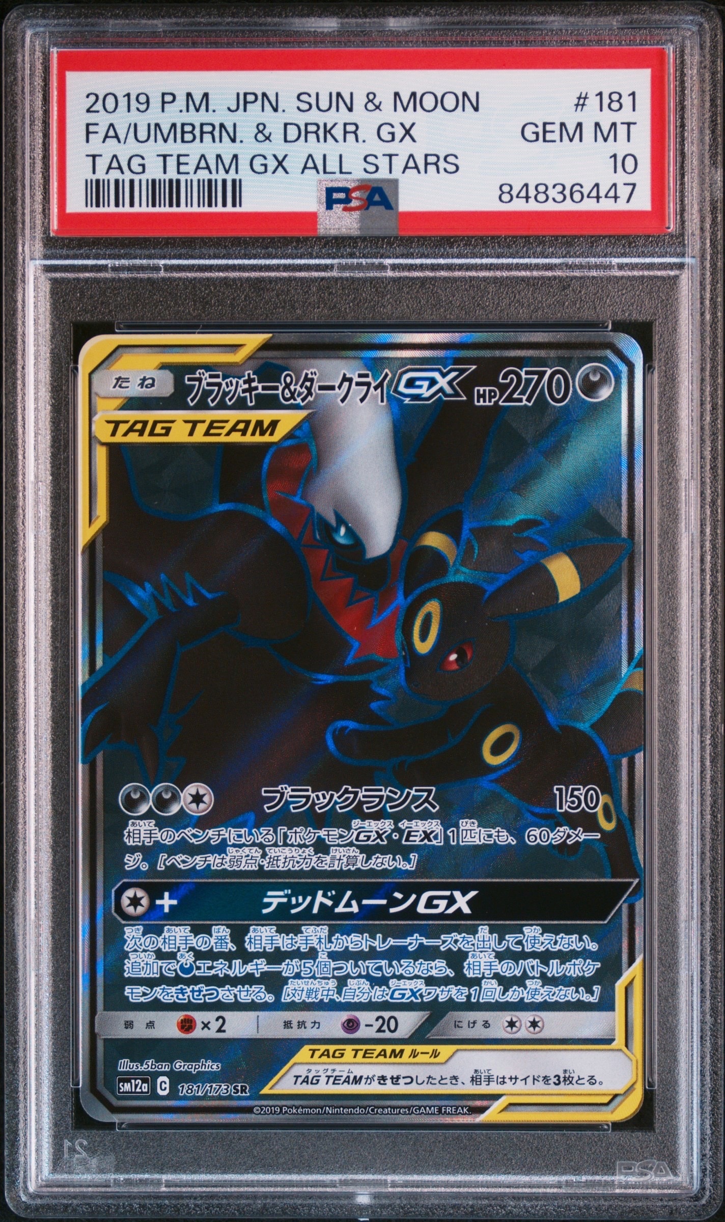ブラッキー&ダークライGX SR[SM12a 181/173](ハイクラスパック「TAG TEAM GX タッグオールスターズ」)
