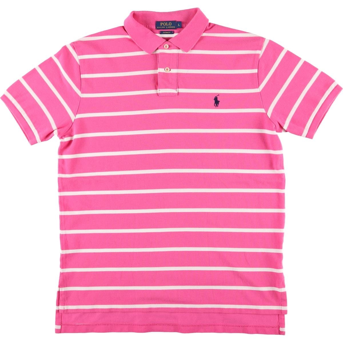 古着 ラルフローレン Ralph Lauren POLO RALPH LAUREN CUSTOM FIT 半袖 ボーダー ポロシャツ レディースL相当/eaa555215