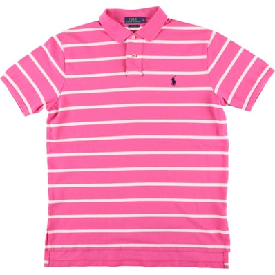 古着 ラルフローレン Ralph Lauren POLO RALPH LAUREN CUSTOM FIT 半袖 ボーダー ポロシャツ レディースL相当/eaa555215