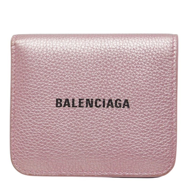 バレンシアガ 二つ折り財布 メタリックピンク レザー レディース BALENCIAGA 中古