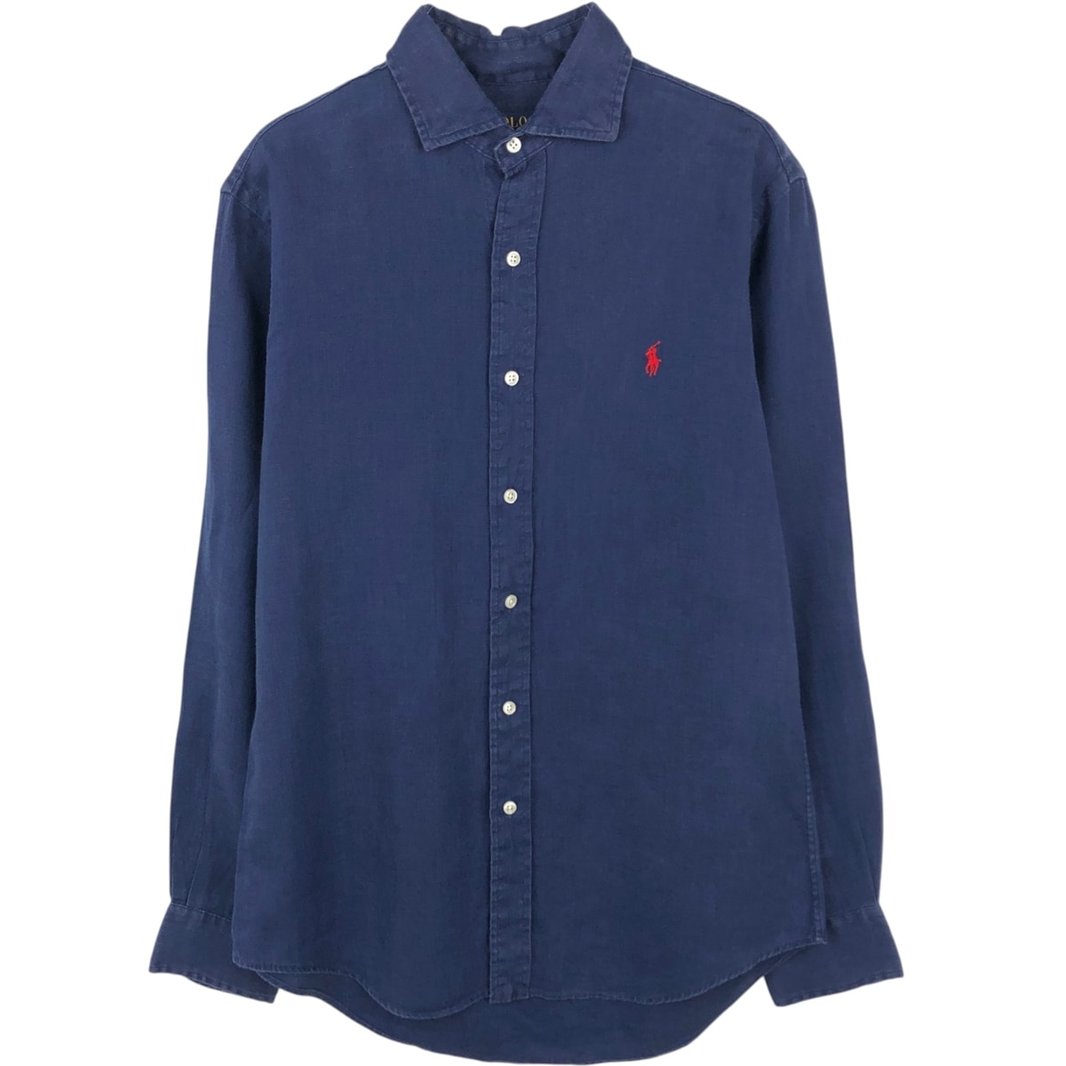 古着 ラルフローレン Ralph Lauren POLO RALPH LAUREN ワイドカラー 長袖 リネンシャツ メンズS相当/eaa668547