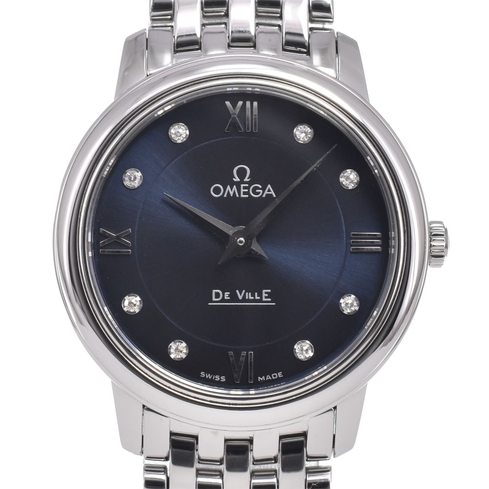 オメガ OMEGA 424.10.27.60.53.001 デ・ヴィル プレステージ 6Pダイヤモンド ブルー クォーツ レディース 美品 保証書付き 腕時計 J#150107