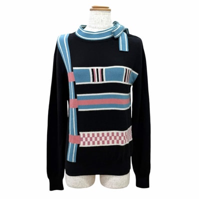 極美品 エルメス ニット Lettres Equestres ブラック 36
