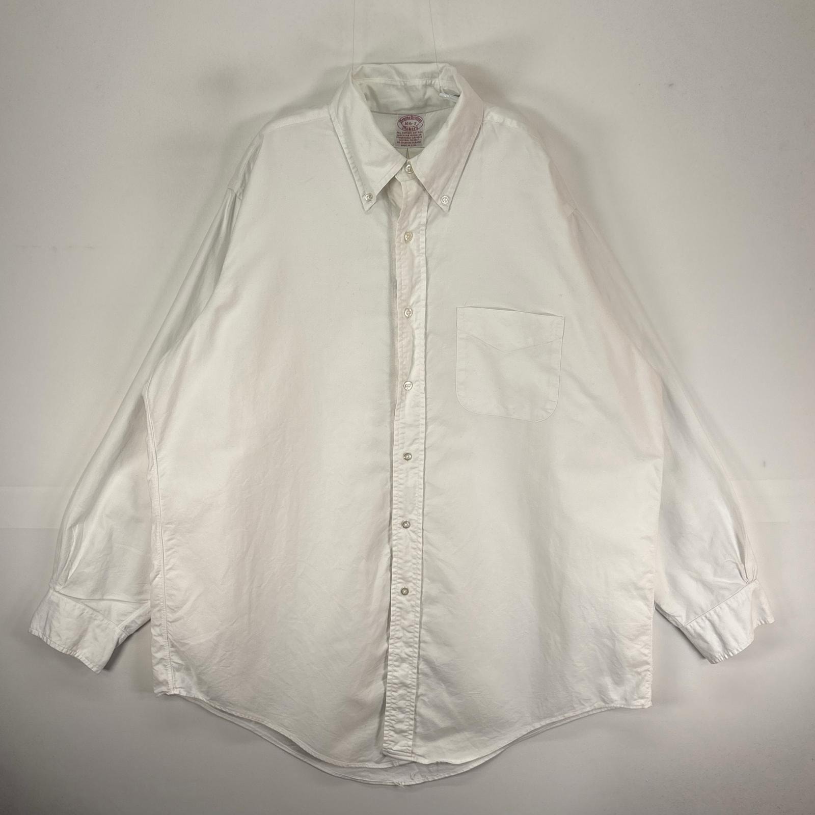 古着 ブルックスブラザーズ Brooks Brothers USA製 長袖シャツ ボタンダウン 胸ポケット Makers L  ホワイト系 無地 メンズ