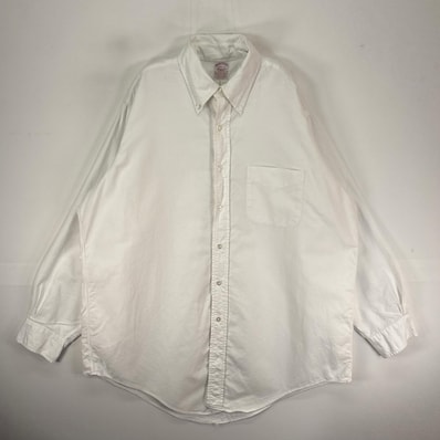 古着 ブルックスブラザーズ Brooks Brothers USA製 長袖シャツ ボタンダウン 胸ポケット Makers L ホワイト系 無地 メンズ