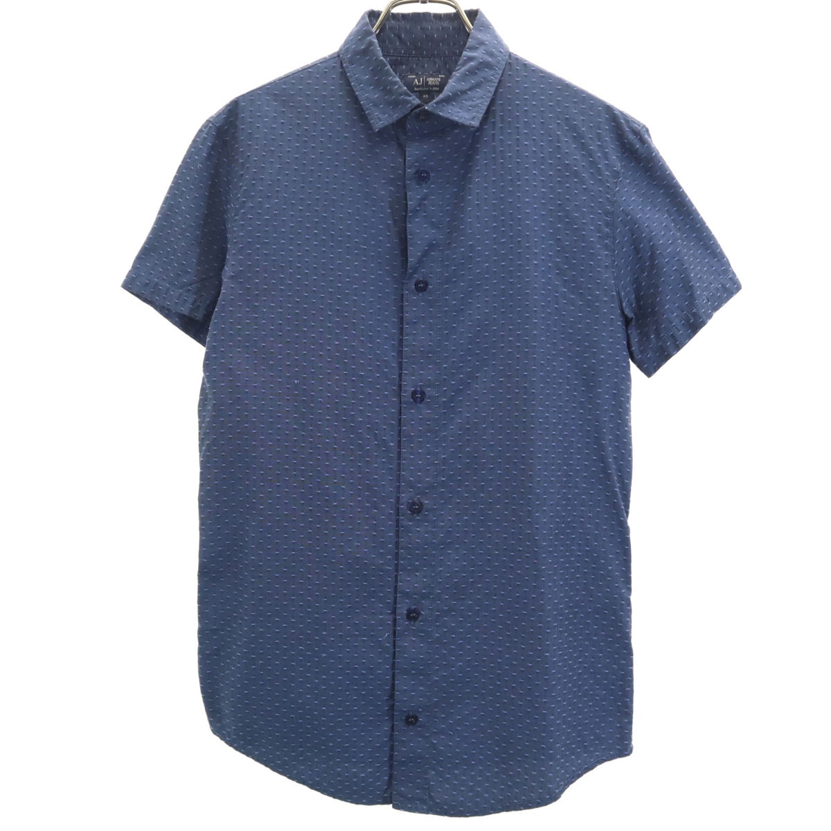 ARMANI JEANS アルマーニジーンズ 総柄 半袖 シャツ XS ネイビー