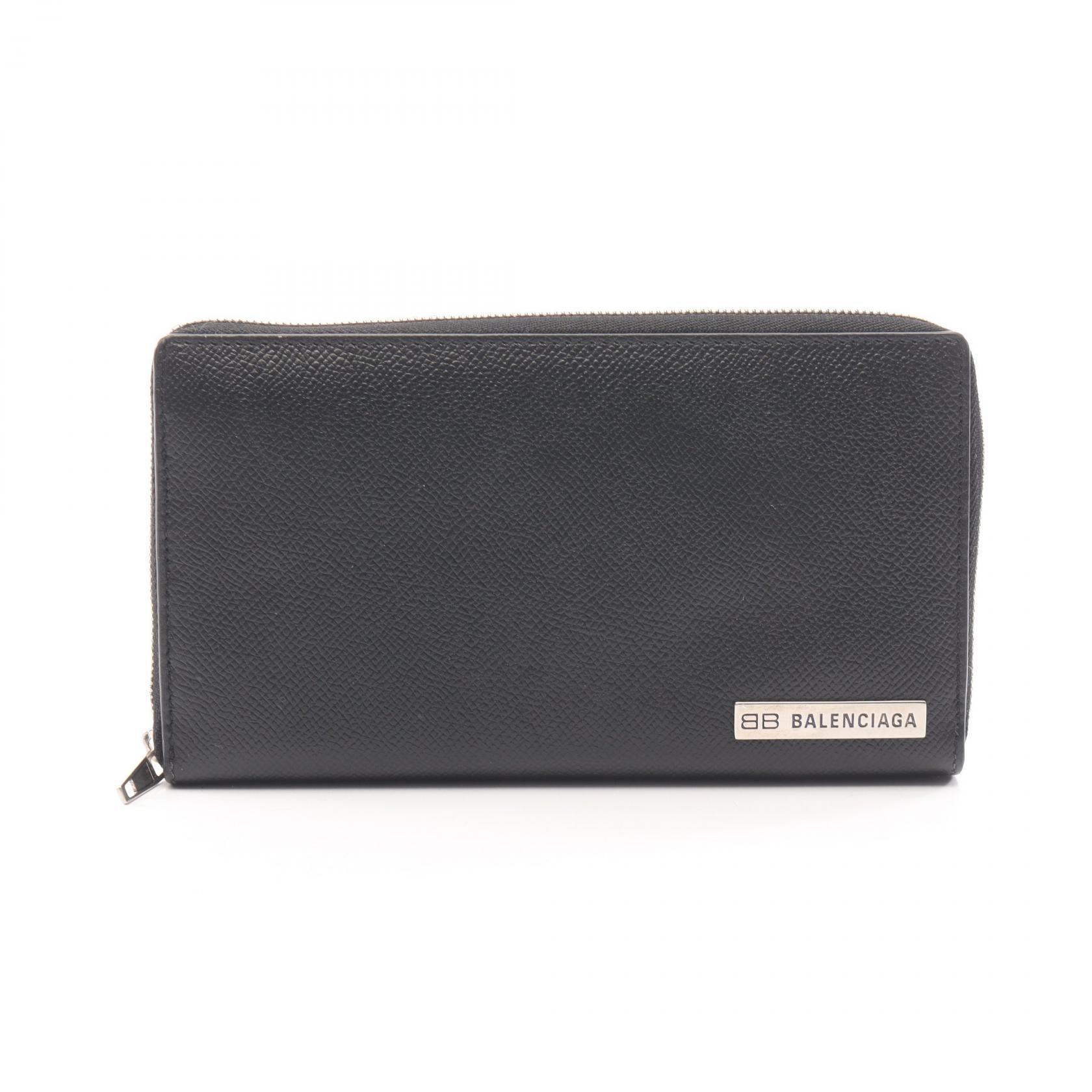 バレンシアガ BALENCIAGA ラウンド長財布 財布 レザー メンズ レディース ブラック系 674763 【中古】