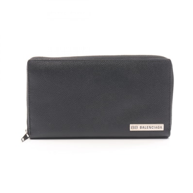 バレンシアガ BALENCIAGA ラウンド長財布 財布 レザー メンズ レディース ブラック系 674763 【中古】