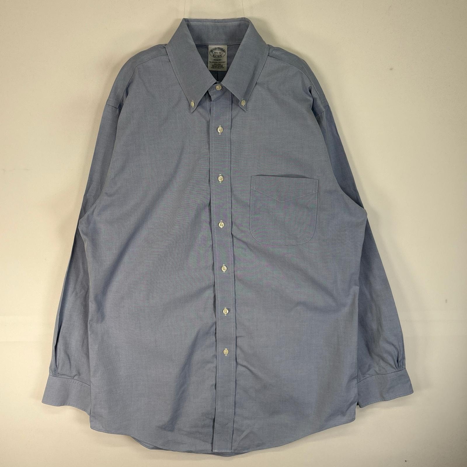 古着 ブルックスブラザーズ Brooks Brothers 長袖シャツ ボタンダウン REGENT 胸ポケ M ブルー系 無地 メンズ