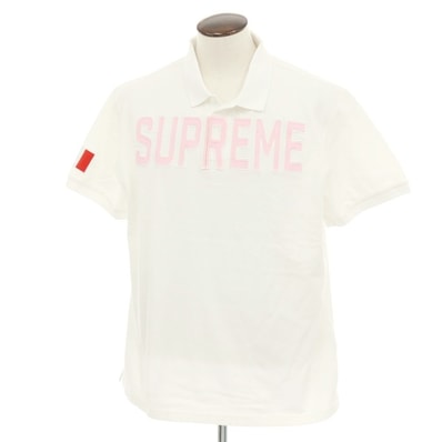 【中古】シュプリーム Supreme 2025年秋冬 Twill Applique Polo コットン 鹿の子 半袖ポロシャツ ホワイト【サイズXL】【メンズ】