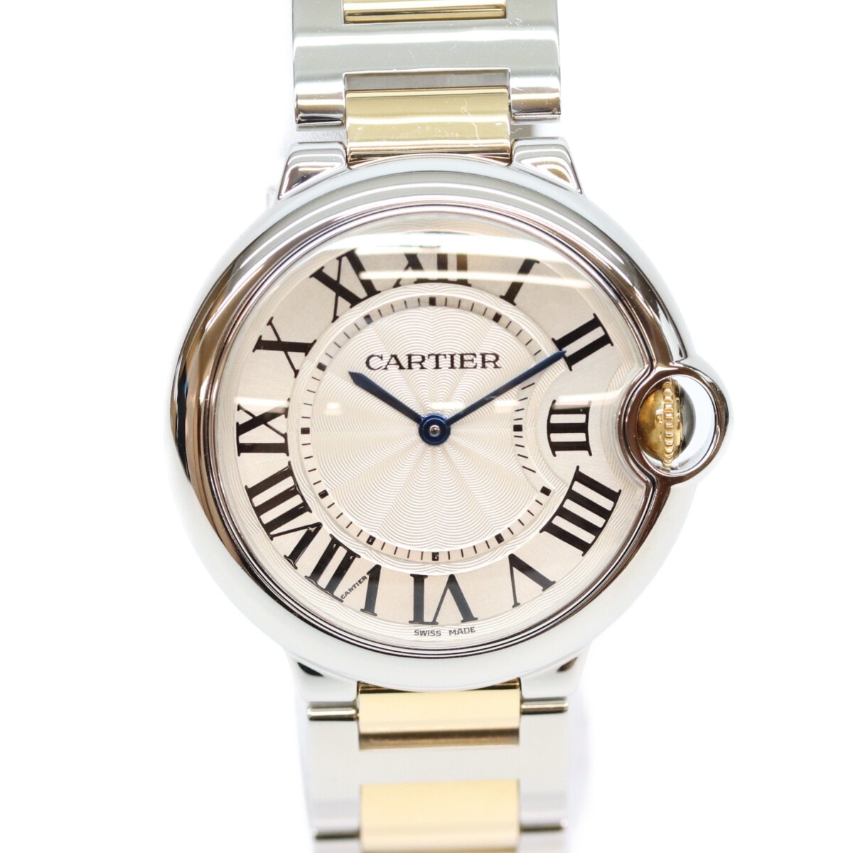 カルティエ W69008Z3 YG×SS コンビ バロンブルーMM 36mm QZ時計