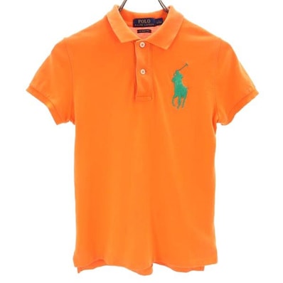POLO RALPH LAUREN ポロラルフローレン ビックポニー 半袖 ポロシャツ S オレンジ 鹿の子