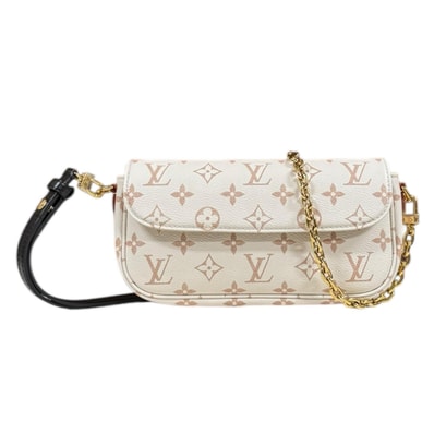 ルイヴィトン ウォレット オン チェーン アイビー モノグラム デュンヌ ショルダーバッグ PVCコーティングキャンバス M83091 ベージュ レディース LOUIS VUITTON 中古