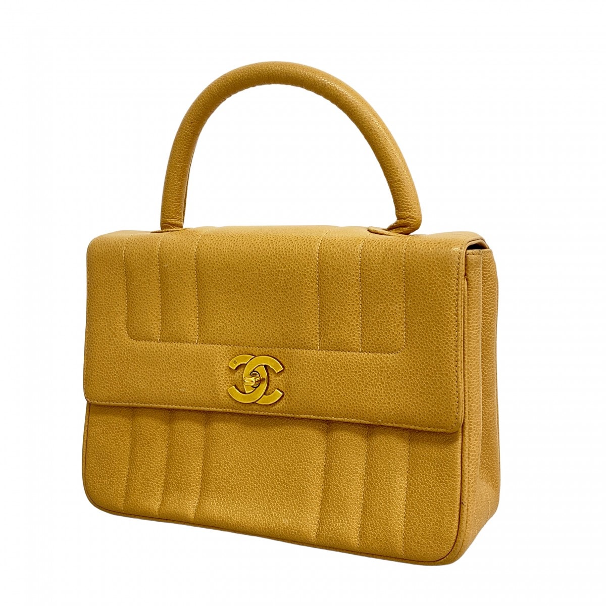 ★最終価格★SALE【6db2019】シャネル ハンドバッグ マドモアゼル キャビアスキン ベージュ ゴールド金具【中古】レディース