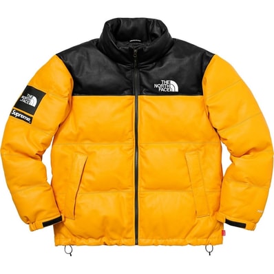 Supreme x The North Face Leather Nuptse Jacket "Yellow"