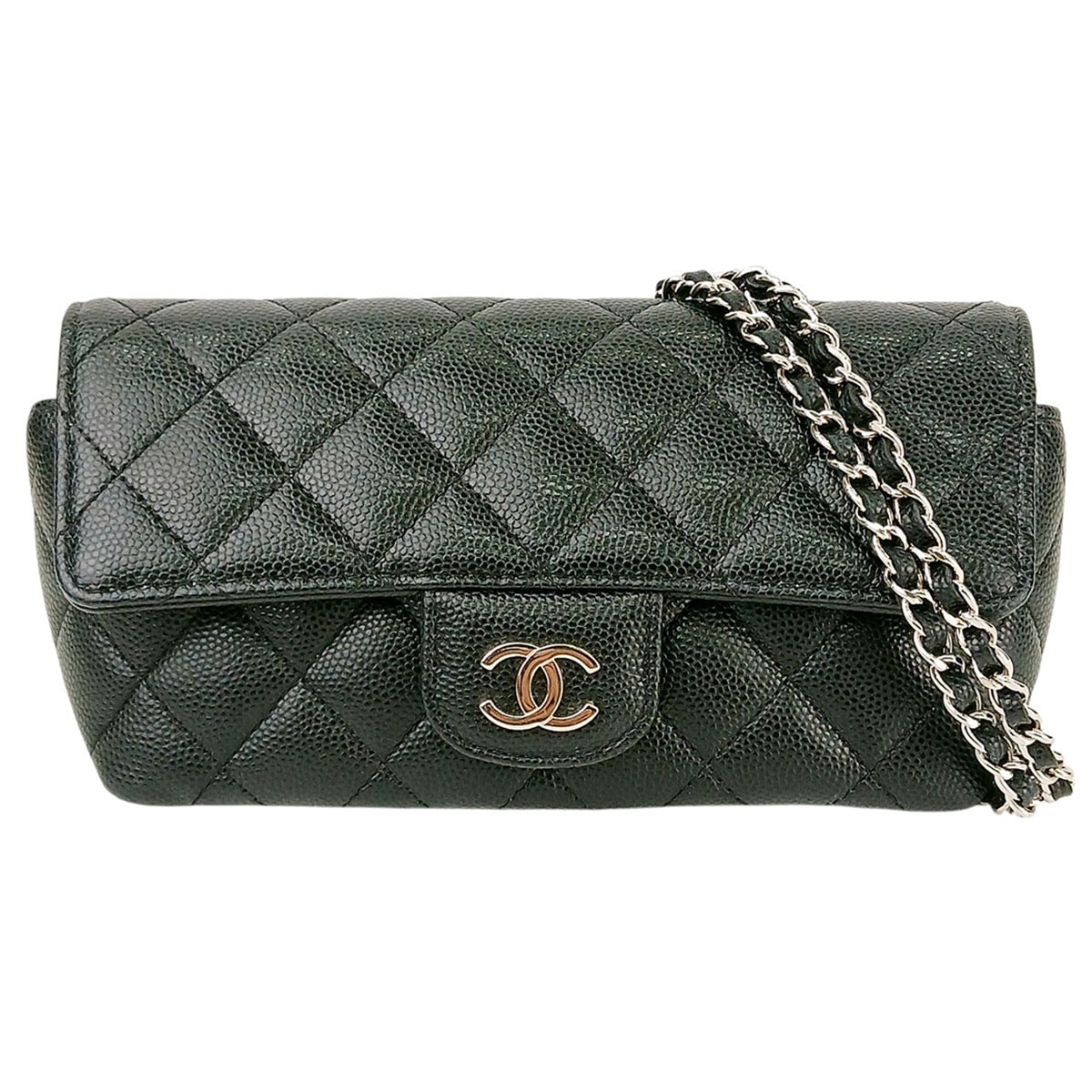CHANEL シャネル マトラッセ アイウェアケース ココマーク 眼鏡ケース 31番台 ショルダーバッグ AP2044 キャビアスキン ブラック シルバー  レディース【中古】