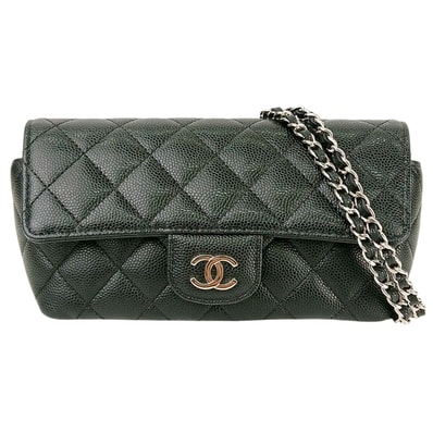 CHANEL シャネル マトラッセ アイウェアケース ココマーク 眼鏡ケース 31番台 ショルダーバッグ AP2044 キャビアスキン ブラック シルバー レディース【中古】