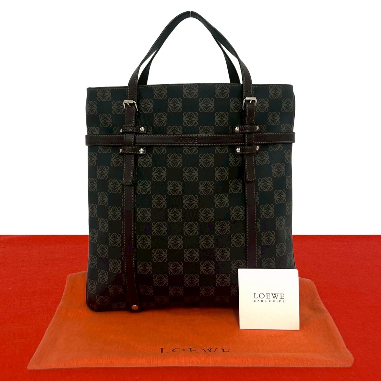 LOEWE ロエベ リピート アナグラム レザー PVC トートバッグ グレー
 31687