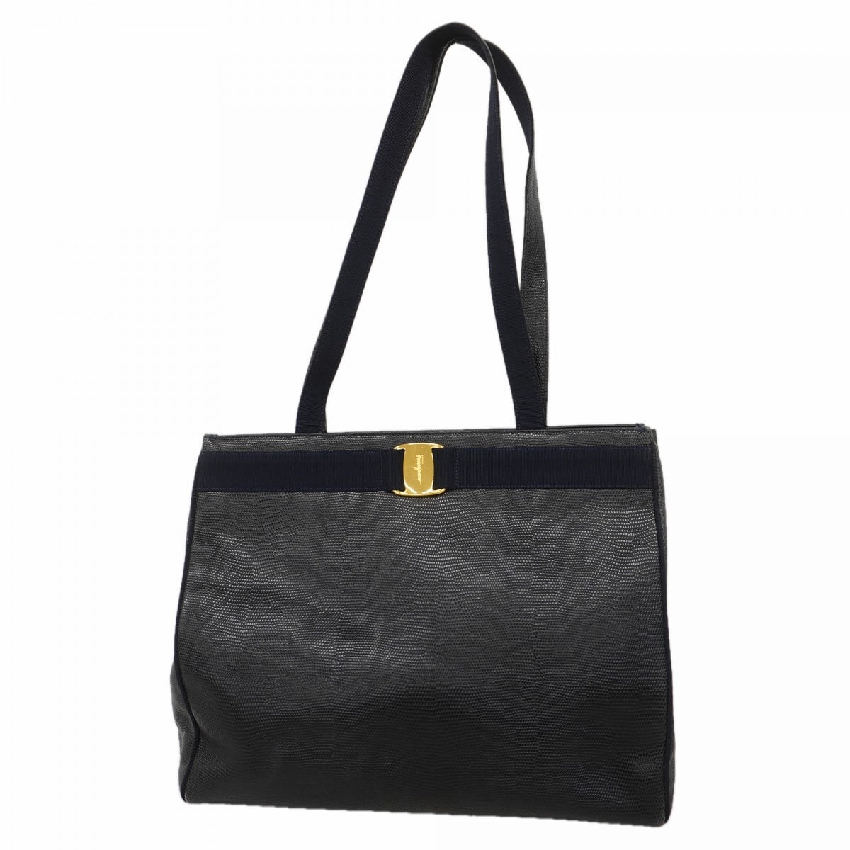 【6ec2462】サルヴァトーレフェラガモ ショルダーバッグ ヴァラ レザー ブラック ゴールド金具【中古】レディース