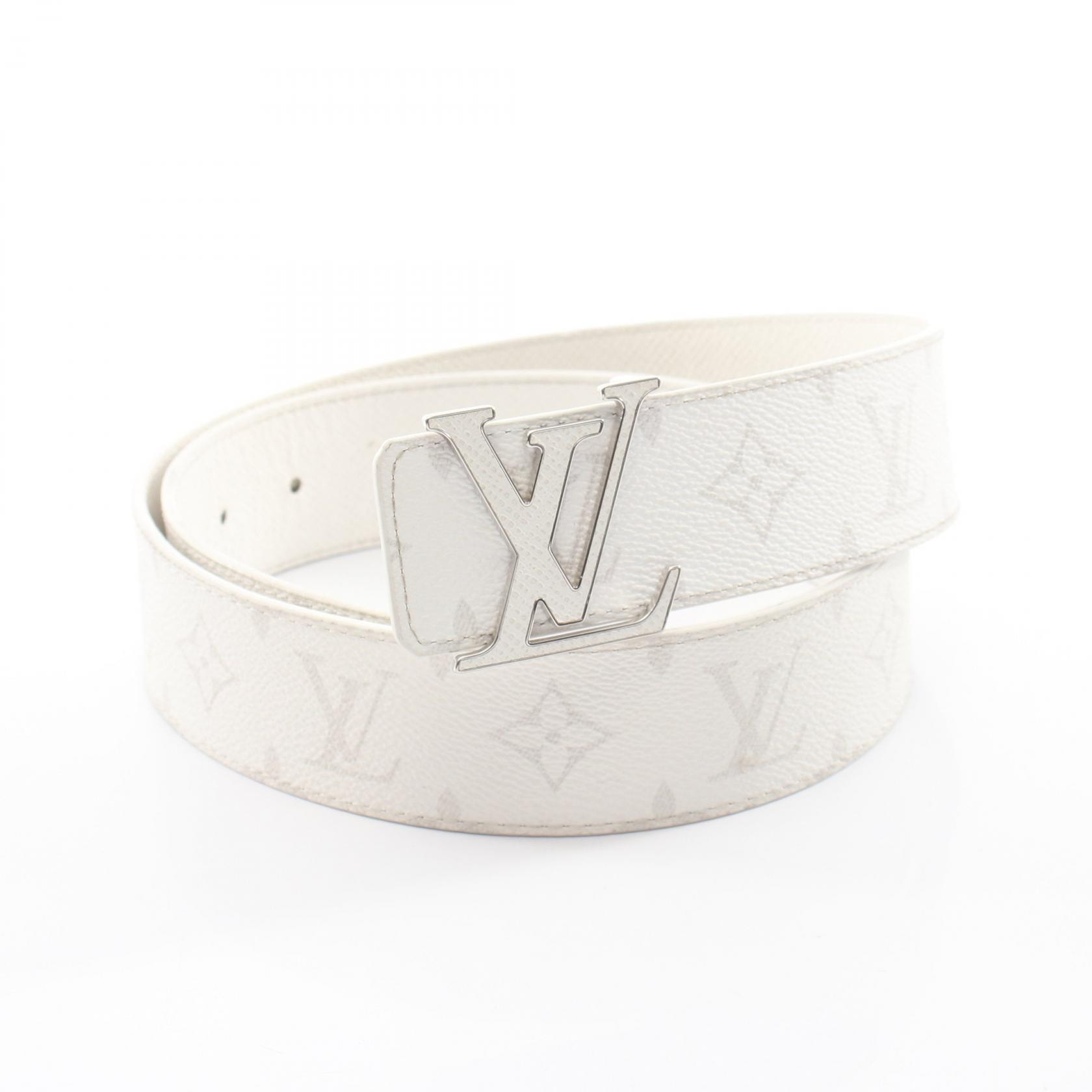 ルイ・ヴィトン LOUIS VUITTON LVイニシャル 40MM リバーシブル シルバー金具 ベルト 衣料品 レザー PVCコーティングキャンバス モノグラム タイガ メンズ ホワイト系 M0713 【中古】