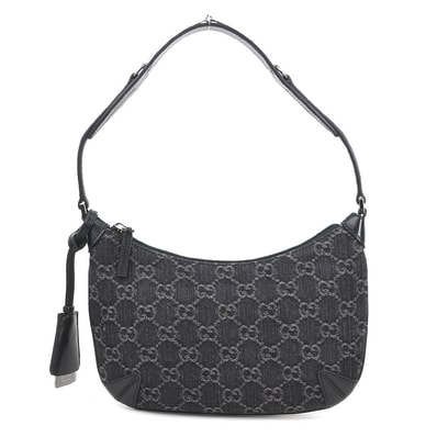 グッチ GUCCI ショルダーバッグ GGデニム ホースビット スリム スモール デニム/レザー ブラック レディース 774719【中古】 e60472g