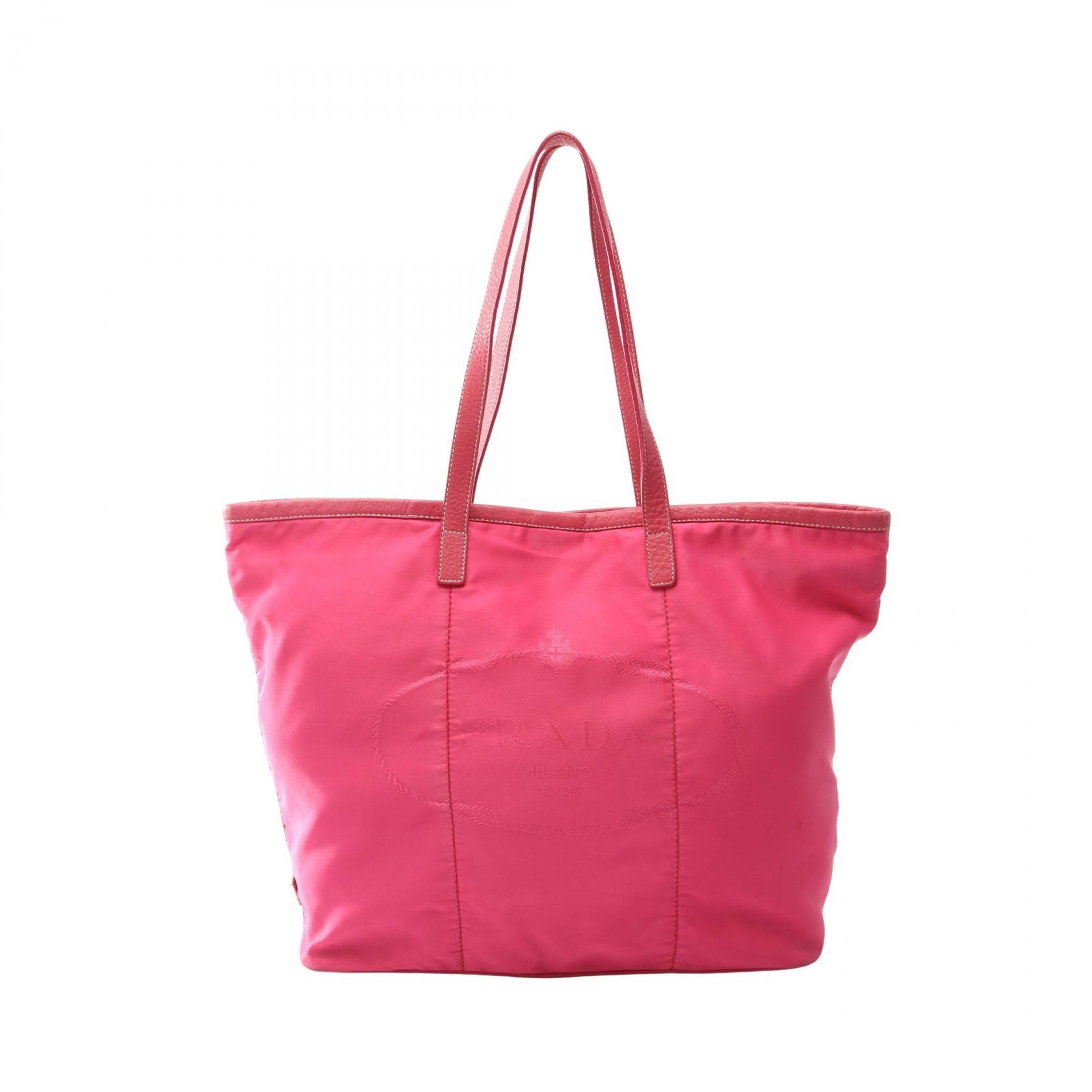 プラダ PRADA NYLON JACQUARD トートバッグ バッグ ナイロン レザー レディース ピンク系 BR4634 【中古】