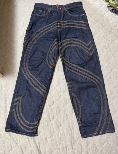 Supreme S Logo Rigid Baggy Jean "Rigid Indigo"