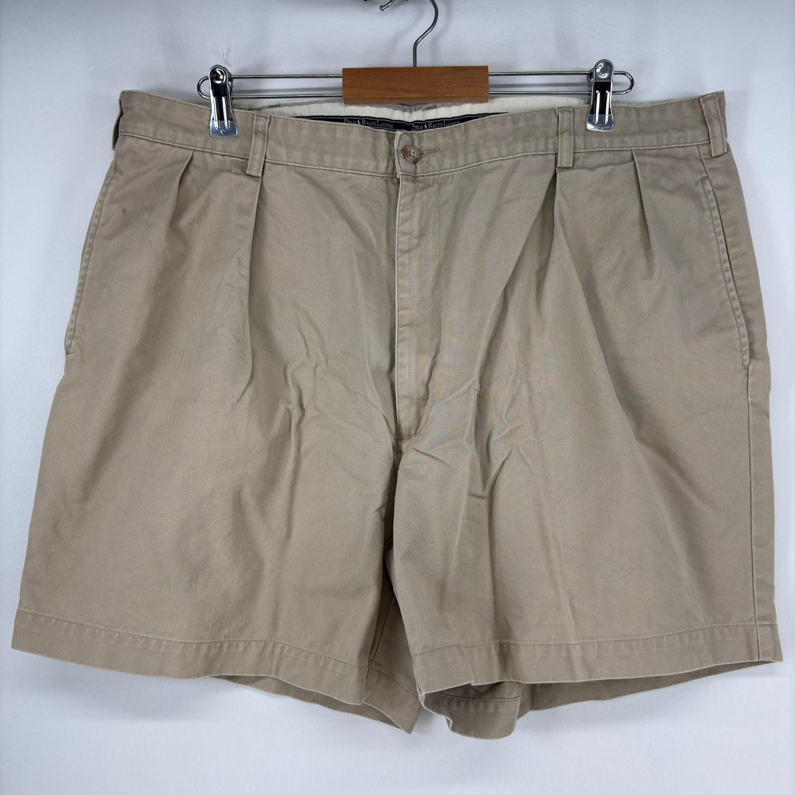 古着 ポロ・ラルフローレン POLO RALPH LAUREN ショートパンツ ワンポイント ツータック ハーフパンツ ポロチノ w40 ベージュ メンズ