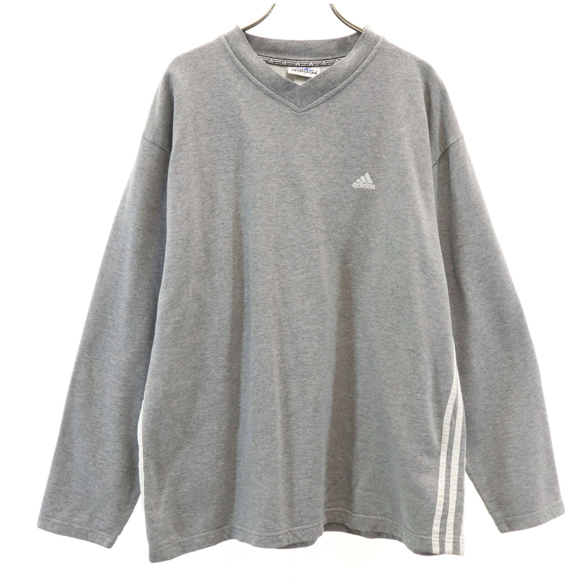 adidas アディダス 長袖 Vネック トレーナー L グレー