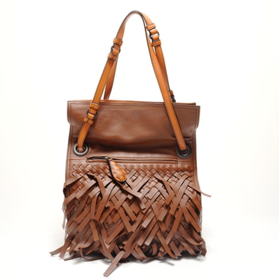 ボッテガヴェネタ BOTTEGAVENETA イントレチャート フリンジ ショルダーバッグ【中古】