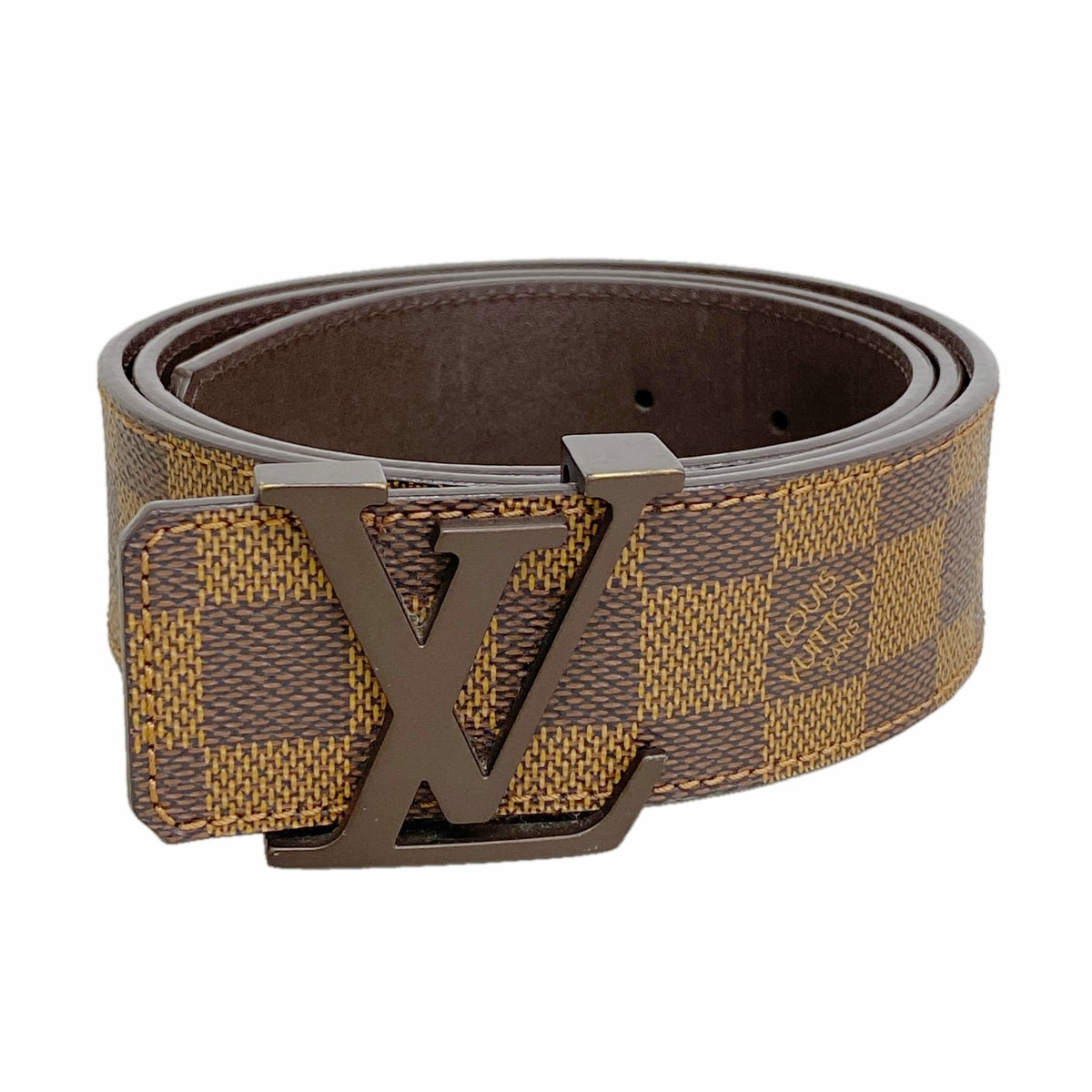【6ia0394】ルイヴィトン ベルト ダミエ サンチュールLVイニシャル M9807 エベヌ【中古】メンズ
