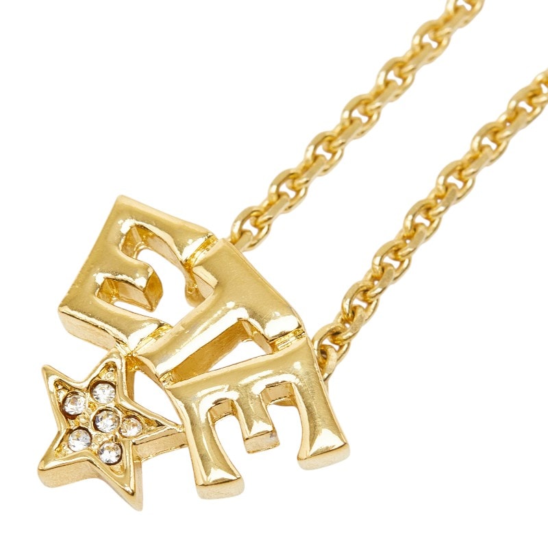 サンローラン スター 星 モチーフ ネックレス ゴールド メッキ ラインストーン レディース SAINT LAURENT 【中古】