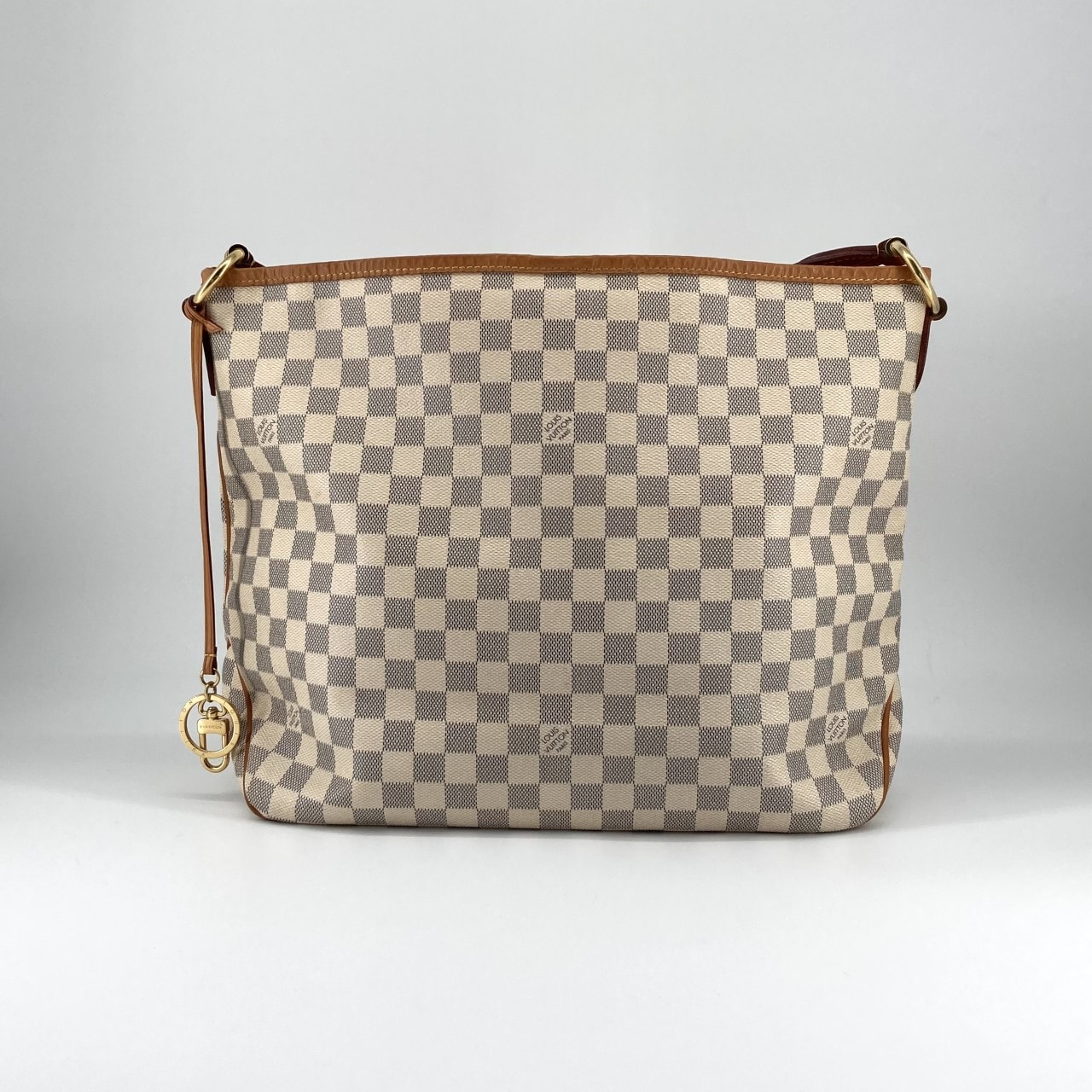 LOUIS VUITTON(ルイ・ヴィトン) ディライトフルMM ダミエ・アズールキャンバス ヌメ革ストラップ N41448 ショルダーバッグ ベージュ