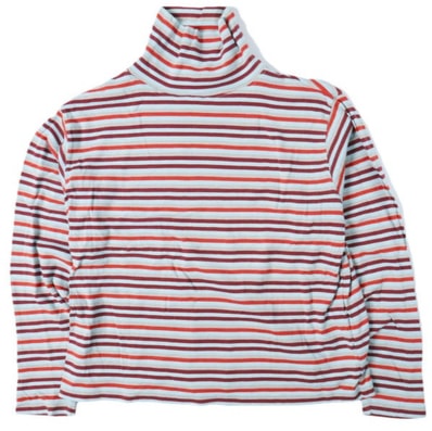 BEAMS BOY ビームスボーイ フライスマルチボーダータートルネックプルオーバーカットソー 13-14-0375-101 ONE SIZE SAX 長袖 Tシャツ トップス g13812