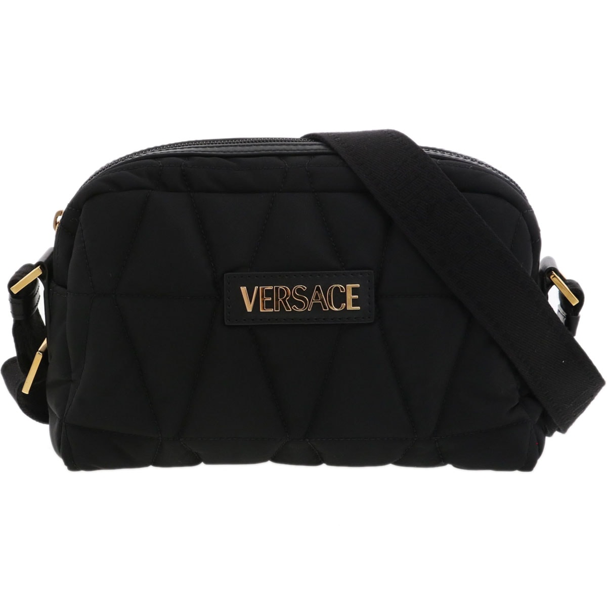 【最終値下げ】 VERSACE ヴェルサーチェ キルティング ショルダーバッグ ショルダーバッグ PVCコーティングキャンバス ブラック  レディース【中古】
