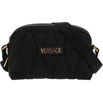 【最終値下げ】 VERSACE ヴェルサーチェ キルティング ショルダーバッグ ショルダーバッグ PVCコーティングキャンバス ブラック レディース【中古】
