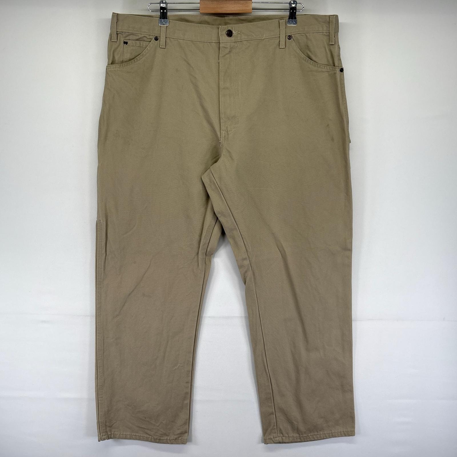 古着 ディッキーズ Dickies ダック パンツ ペインター ワンポイントロゴ ジッパーフライ ハンマーループ W42 L32  ベージュ系 メンズ