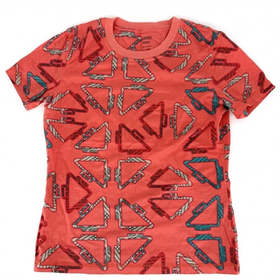 HERMES エルメス 半袖Tシャツ クルーネック トップス アパレル 服 34 オレンジ グリーン 緑 コットン レディース 春 夏【中古品】