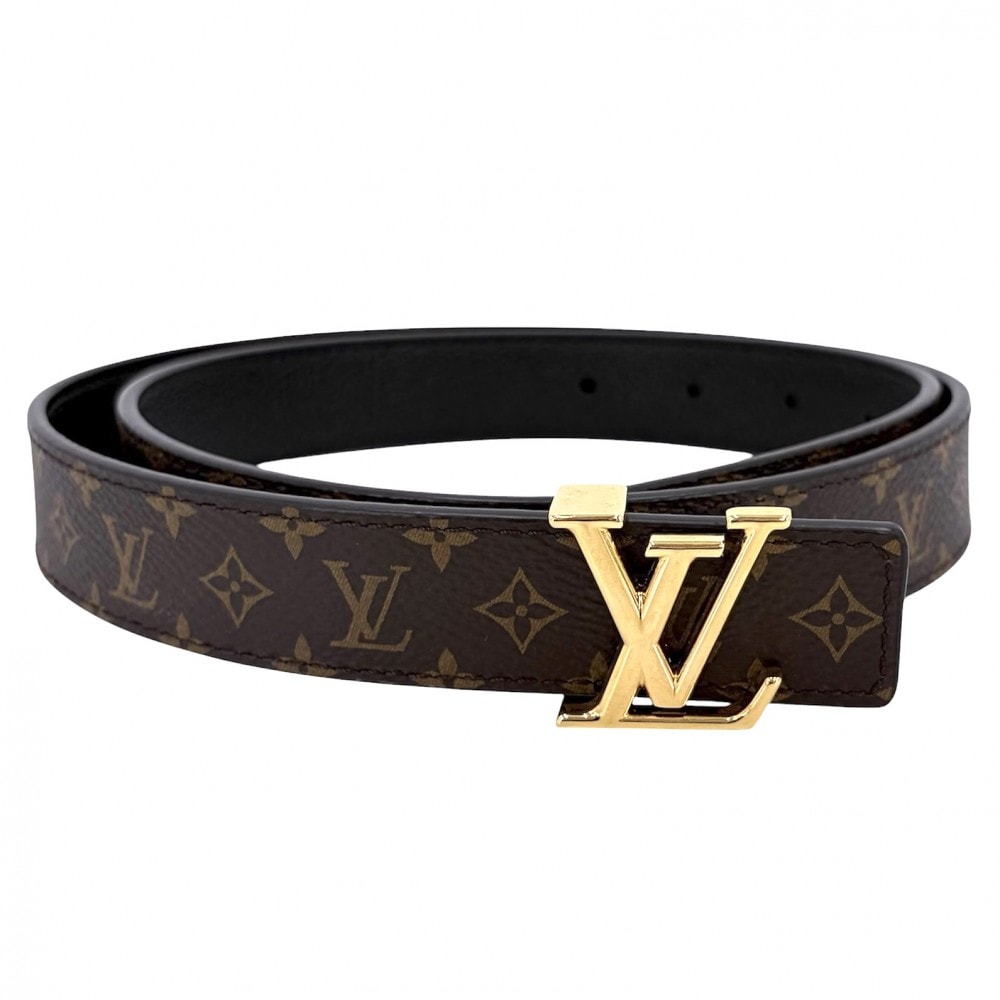 LOUIS VUITTON ルイヴィトン ベルト モノグラム LVイニシャル25MM リバーシブル ファッションアイテム 80/32 M0570T レザー    ブラック 黒 ブラウン 茶 ゴールド金具 レディース 美品【中古品】