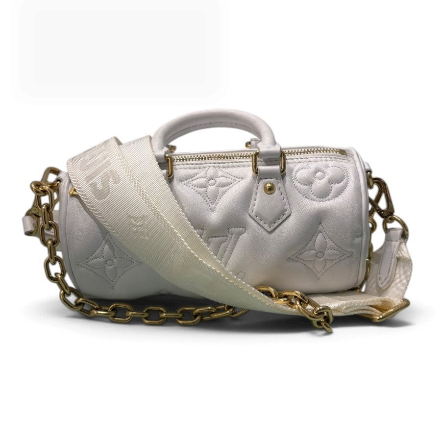 LOUIS VUITTON ルイヴィトン バブルグラム パピヨンBB ホワイト ゴールド金具 レザー ハンドバッグ S1-00266 【中古】