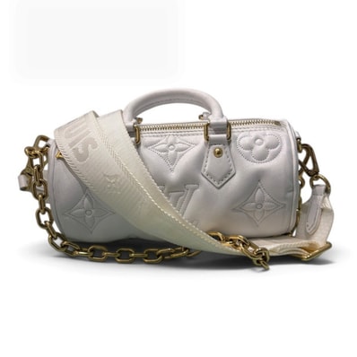 LOUIS VUITTON ルイヴィトン バブルグラム パピヨンBB ホワイト ゴールド金具 レザー ハンドバッグ S1-00266 【中古】