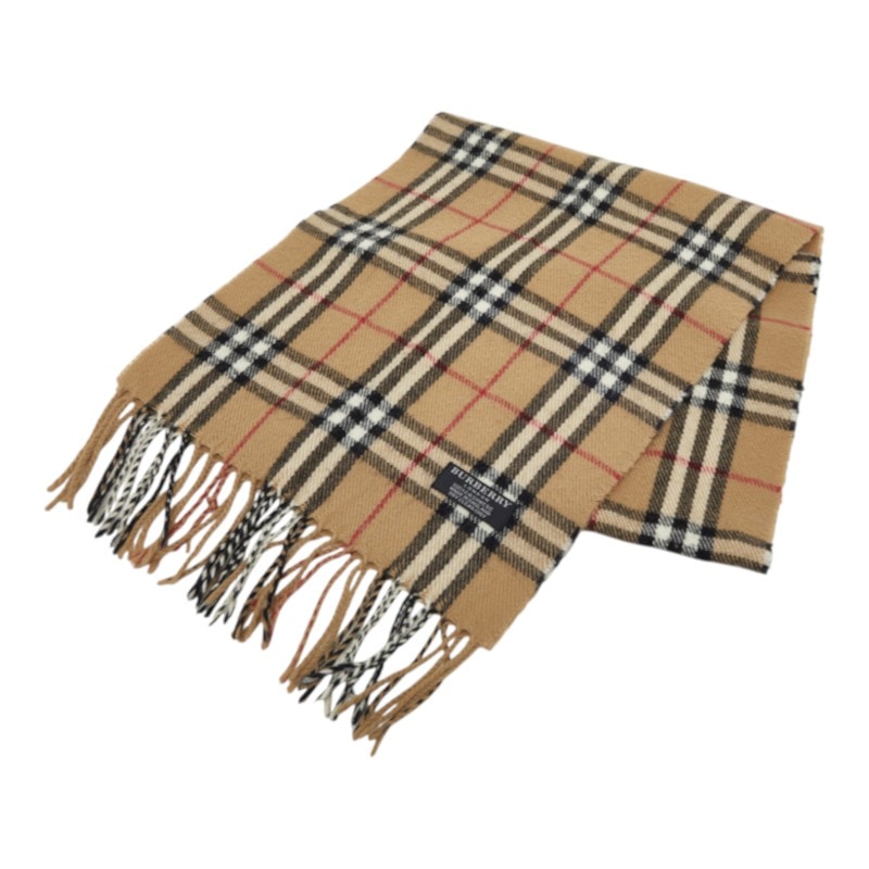 バーバリー ノバチェック マフラー ベージュ カシミヤ レディース BURBERRY 中古